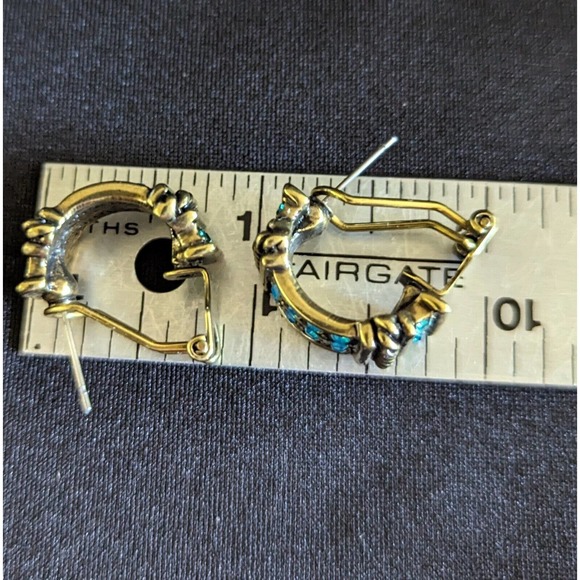 HEIDI DAUS Aquamarine BLUE SWAROVSKI CRYSTAL HALF HOOP EARRINGS Bronze Finish - Picture 10 of 12